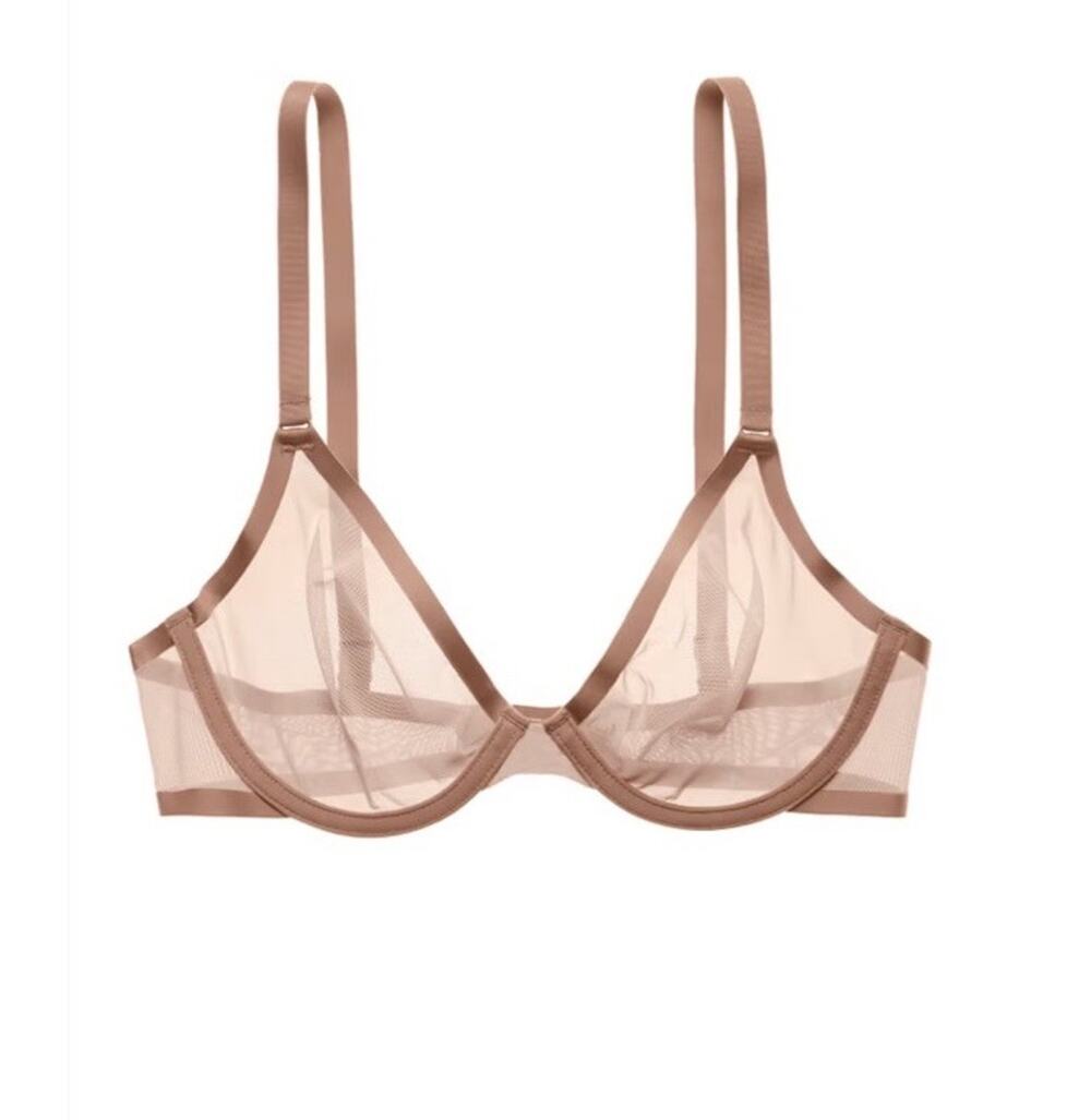 Cuup The Plunge Bra Mesh Taupe Size 38B Minimalist Neutral Tan classic Color